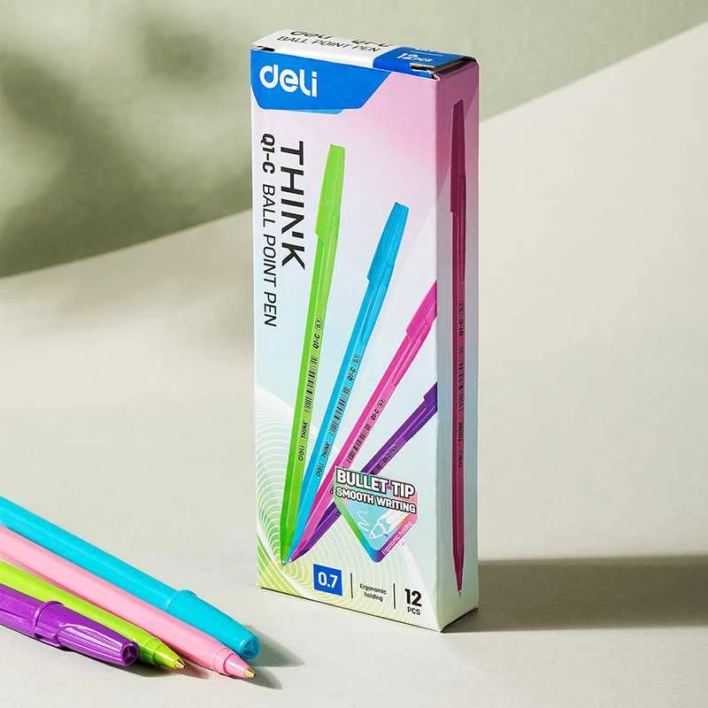 Tušinukas DELI Think 0.7 mm mėlynas rašalas, pastelinių spalvų