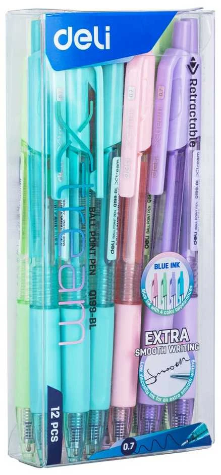 Tušinukas Deli Xtream, 0,7 mm pastelinių spalvų korpusas, tušas mėlynos spalvos