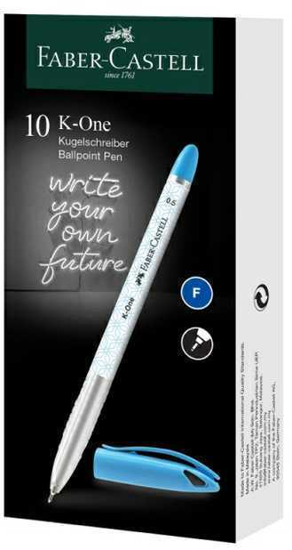 Faber-castell K-one rašiklis, 0,5 mm, mėlynas, vandeniui atsparus