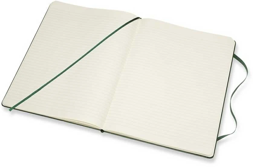 Užrašų knygelė Moleskine, 19x25cm, linijomis, kietu viršeliu, žalios spalvos