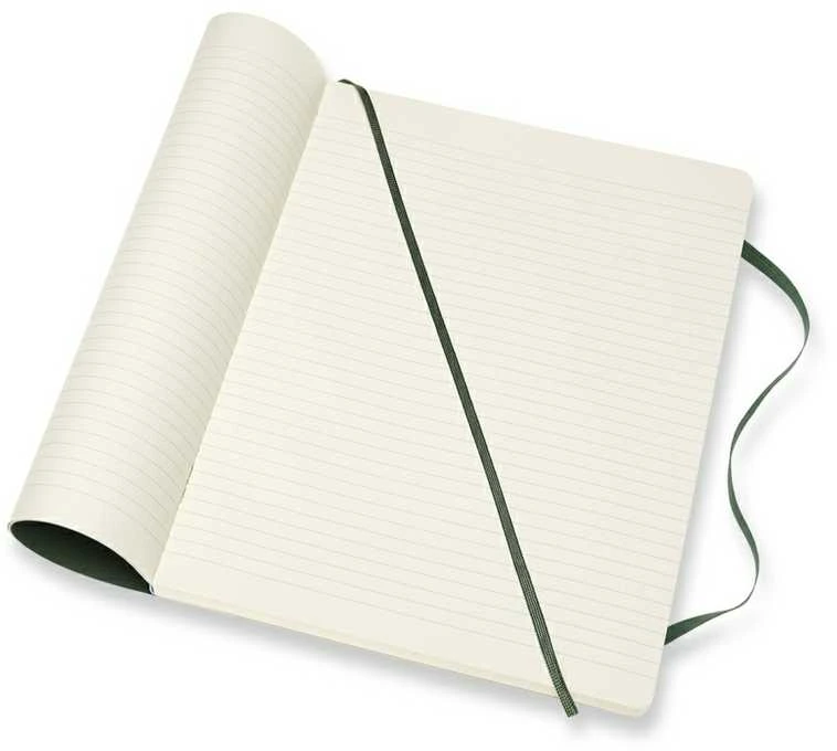 Užrašų knygelė Moleskine, 19x25cm, linijomis, minkštu viršeliu, žalios spalvos