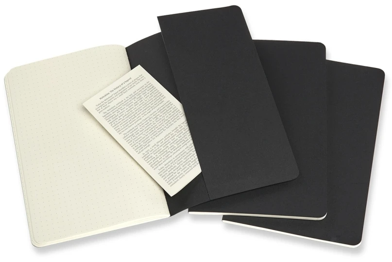 Užrašų knygelė Moleskine Cahier, 13x21cm,taškuotais lapais, minkštu viršeliu, juodos spalvos