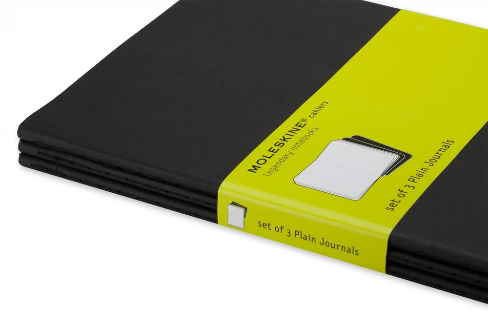 Užrašų knygutė Moleskine Cahier 13x21cm, baltais lapais, minkštu viršeliu, juodos spalvos