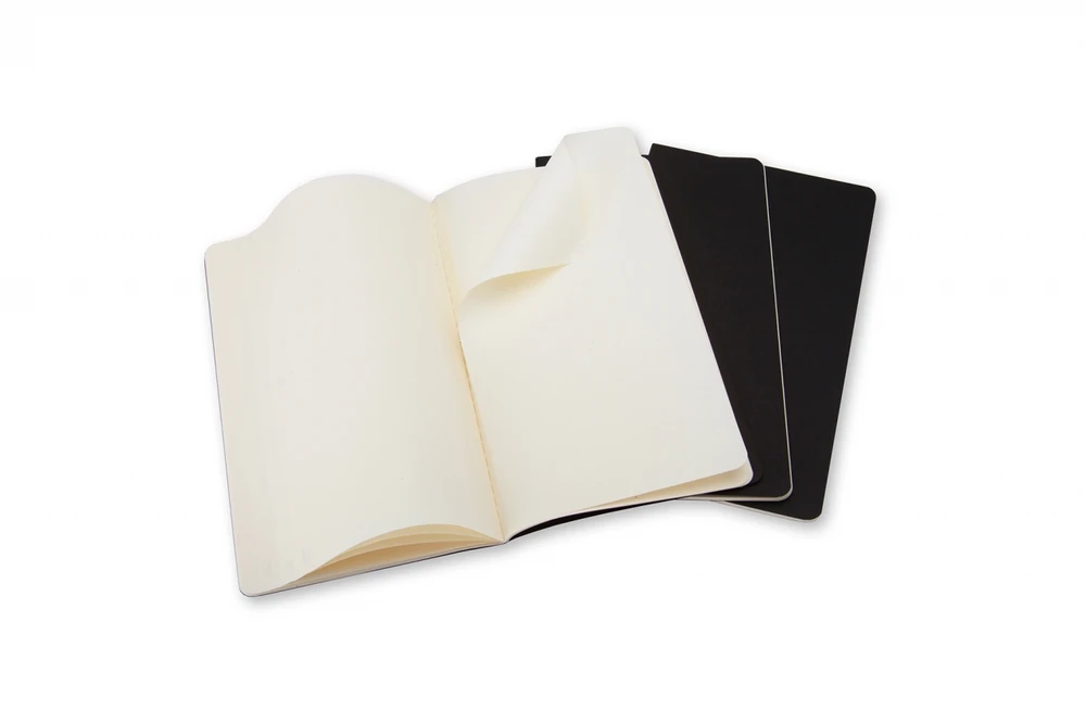 Užrašų knygutė Moleskine Cahier 13x21cm, baltais lapais, minkštu viršeliu, juodos spalvos