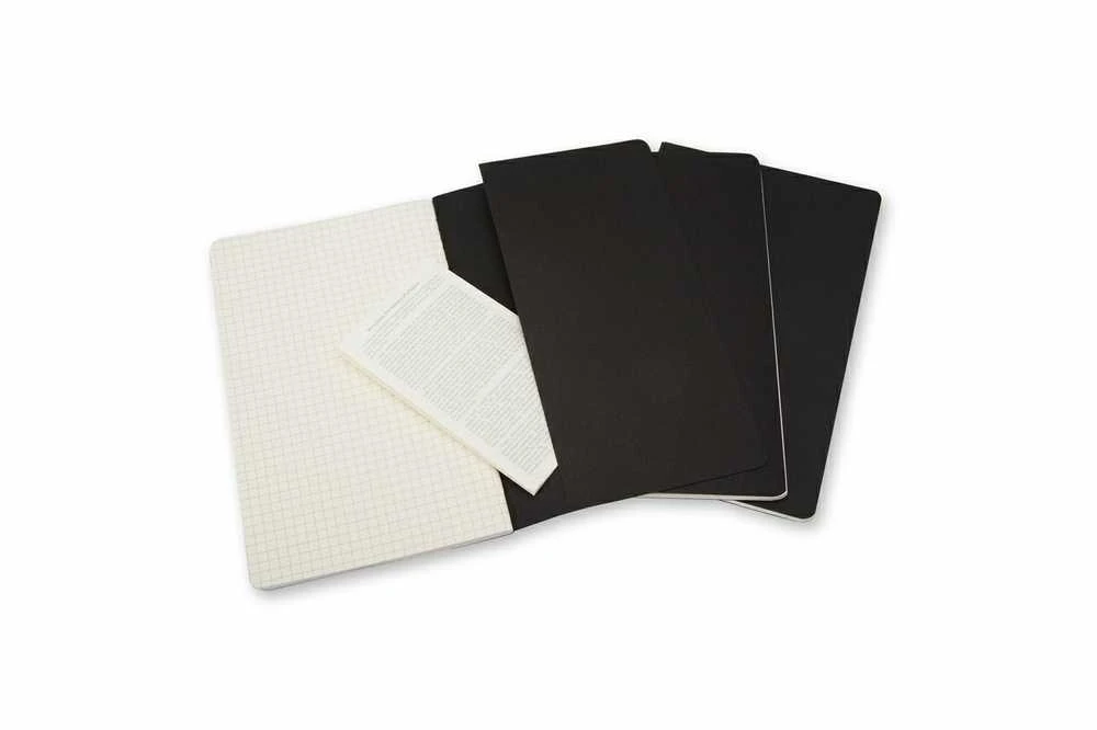 Užrašų knygutė Moleskine Cahier 13x21cm, langeliais, minkštu viršeliu, juodos spalvos