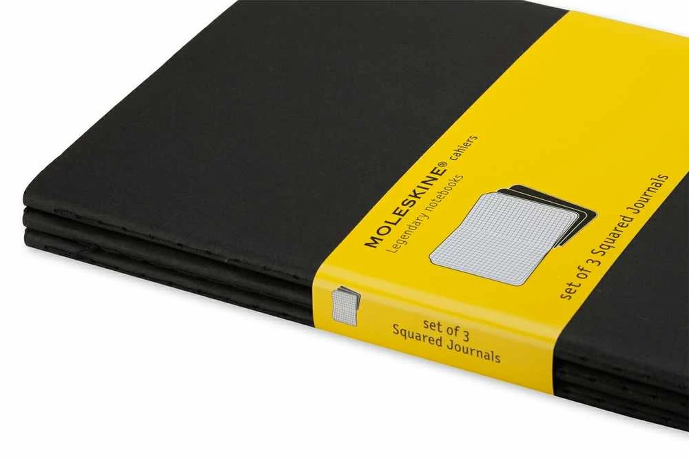 Užrašų knygutė Moleskine Cahier 13x21cm, langeliais, minkštu viršeliu, juodos spalvos