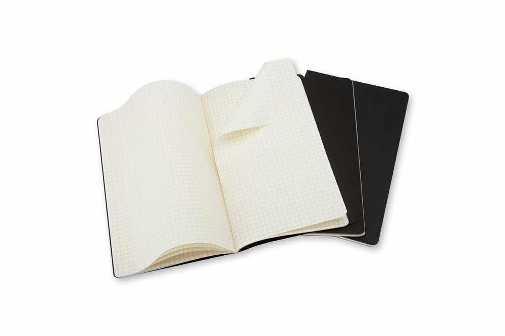 Užrašų knygutė Moleskine Cahier 13x21cm, langeliais, minkštu viršeliu, juodos spalvos