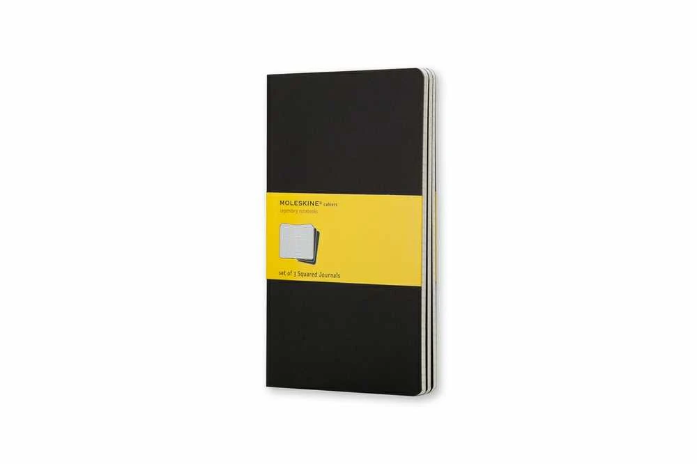 Užrašų knygutė Moleskine Cahier 13x21cm, langeliais, minkštu viršeliu, juodos spalvos