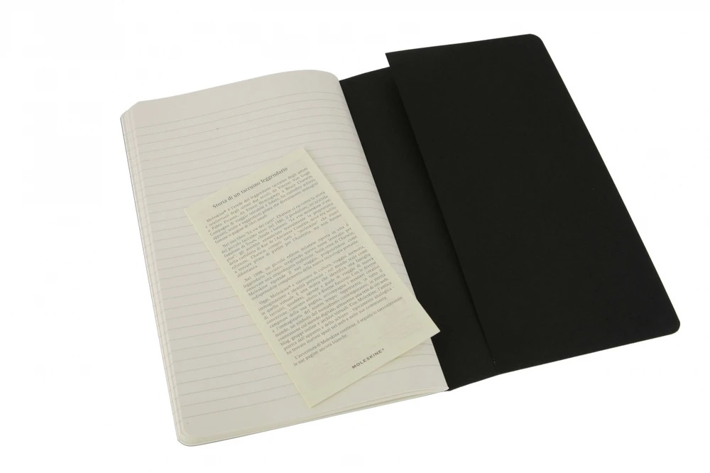 Užrašų knygutė Moleskine Cahier 13x21cm, linijomis, minkštu viršeliu, juodos spalvos, 3 vnt