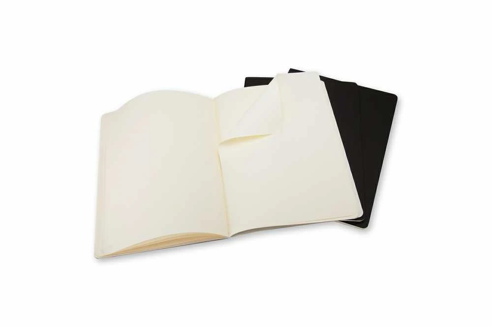 Užrašų knygutė Moleskine Cahier 19x25cm, baltais lapais, minkštu viršeliu, juodos spalvos
