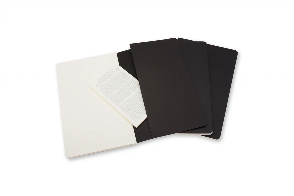 Užrašų knygutė Moleskine Cahier 9x14cm, linijomis, minkštu viršeliu, juodos spalvos