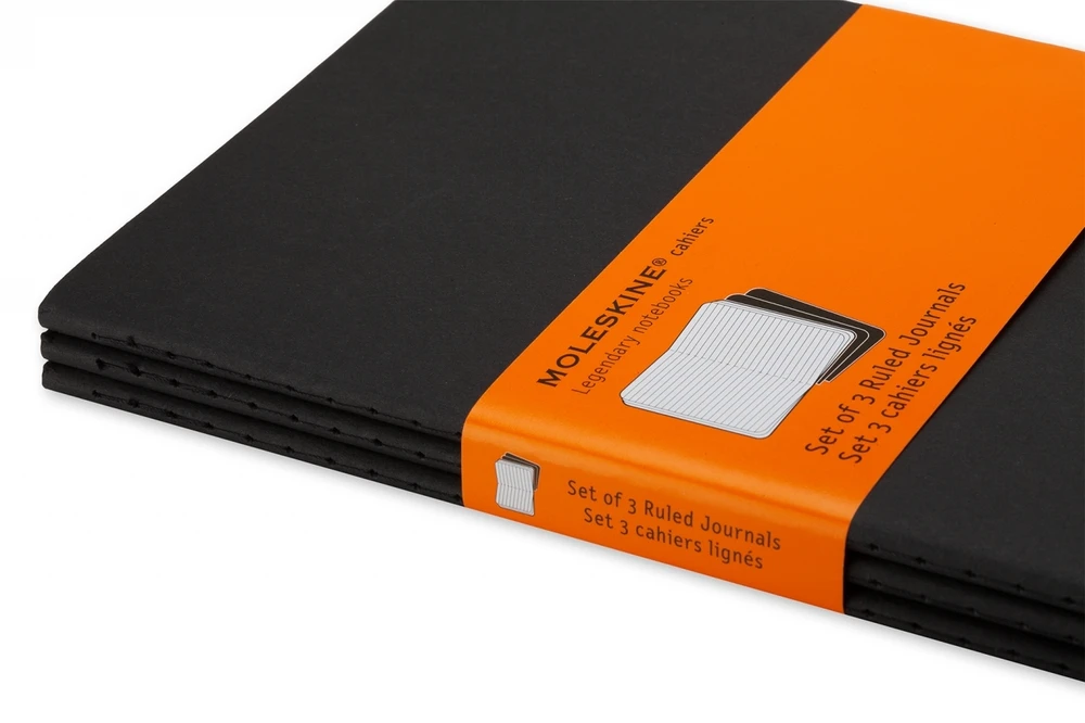 Užrašų knygutė Moleskine Cahier 9x14cm, linijomis, minkštu viršeliu, juodos spalvos