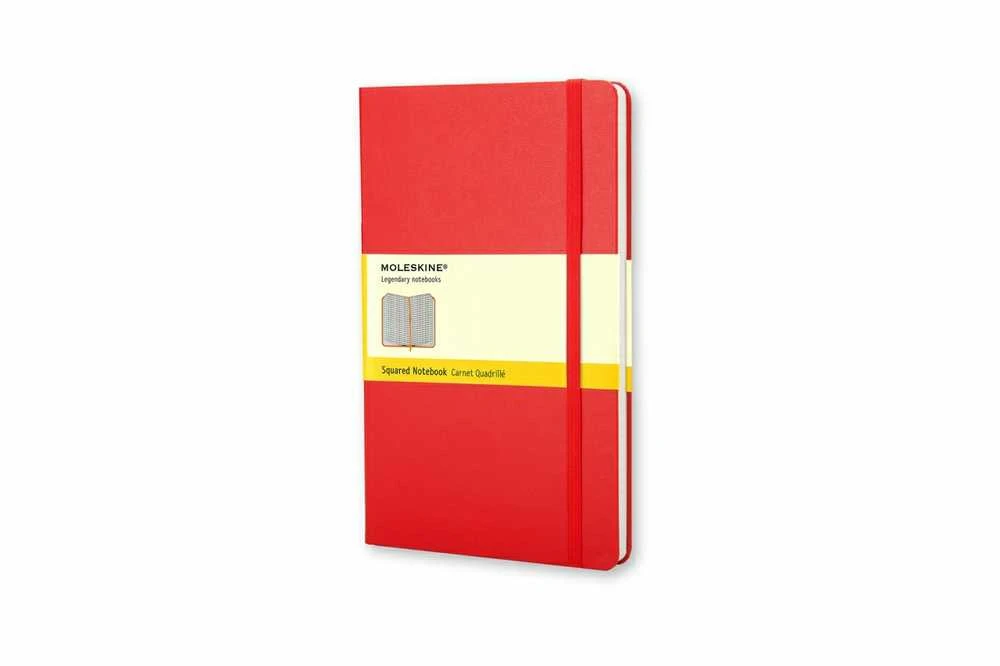 Užrašų knygutė Moleskine Classic 13x21cm, langeliais, kietu viršeliu, raudonos spalvos