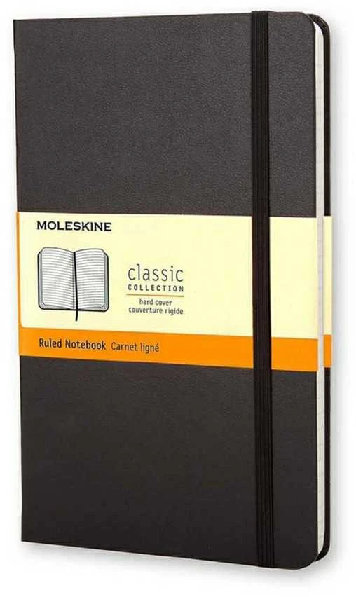 Užrašų knygutė Moleskine Classic 9x14cm, linijomis, kietu viršeliu, juodos spalvos