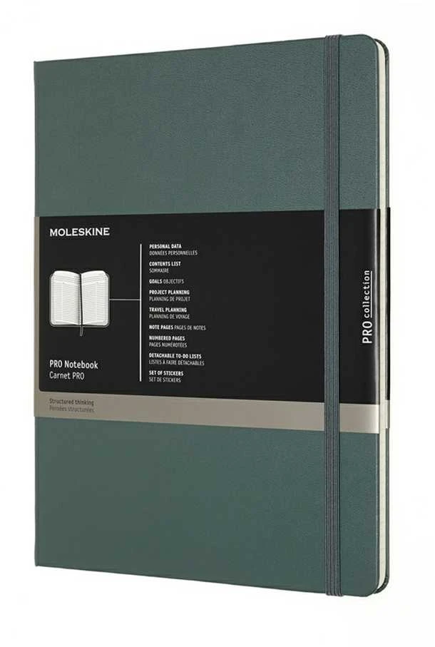 Užrašų knygutė Moleskine PRO,19x25cm, kietais viršeliais, žalios spalvos