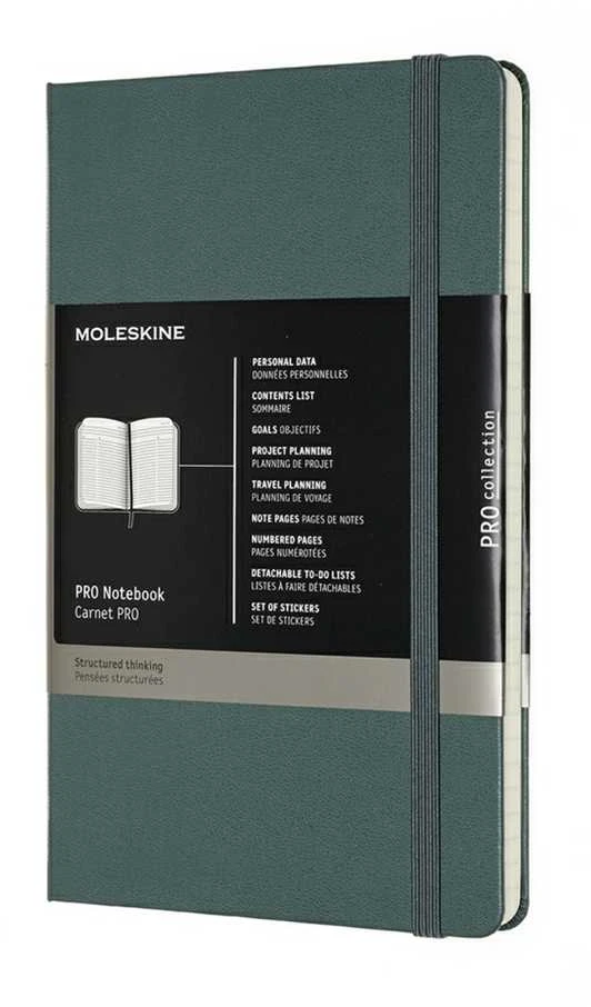 Užrašų knygutė Moleskine Professional, 13x21cm, žalios spalvos