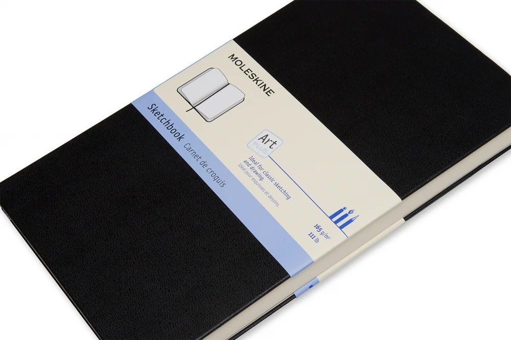 Užrašų knygutė Moleskine Sketchbooks 13x21cm, baltais lapais, kietu viršeliu, juodos spalvos