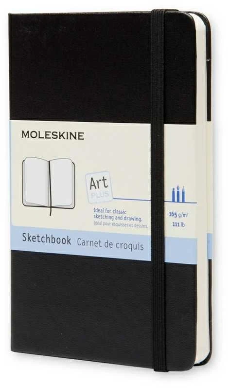 Užrašų knygutė Moleskine Sketchbooks 9x14cm, baltais lapais, kietu viršeliu, juodos spalvos