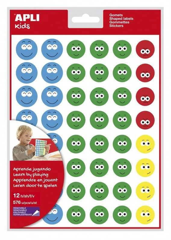 Vaikiški lipdukai Apli veidukai, 12 lapelių, 576 lipdukai, 4 veidukai