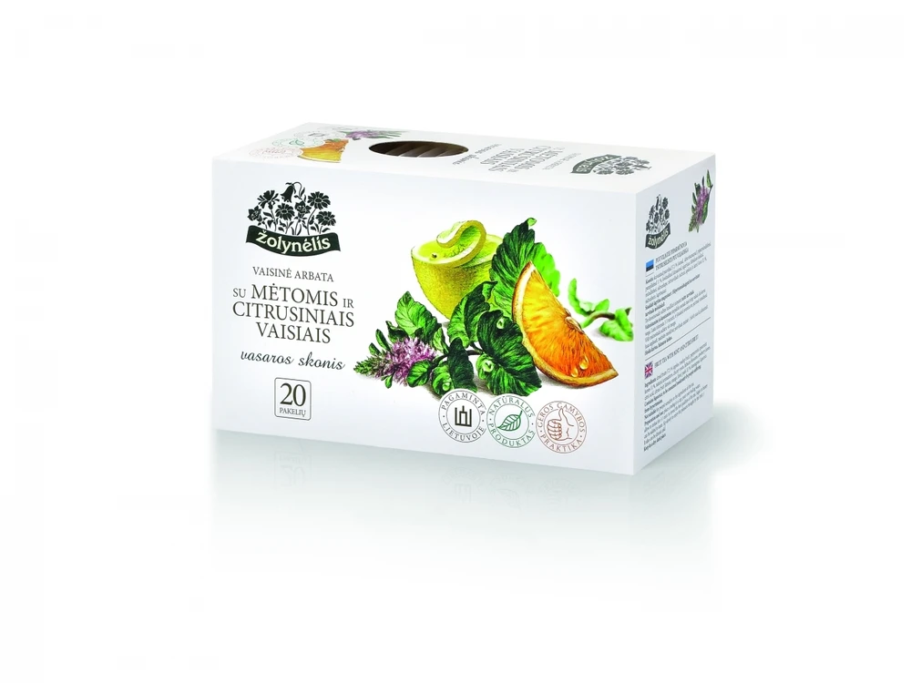Arbata ŽOLYNĖLIS, su mėtomis ir citrusiniais vaisiais, 20 x 2,5 g