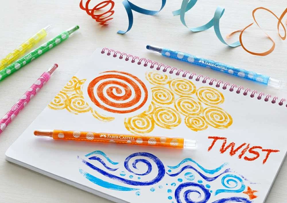 Vaškinės kreidelės Faber-Castell, išsukamos, 24 spalvos