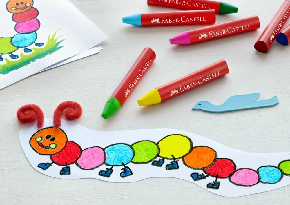 Vaškinės kreidelės Faber-Castell Jumbo, tribriaunės, 24 spalvos