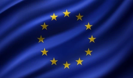 Europos Sąjungos vėliava, spausta, 170x100cm, šilkografija, su karabinais