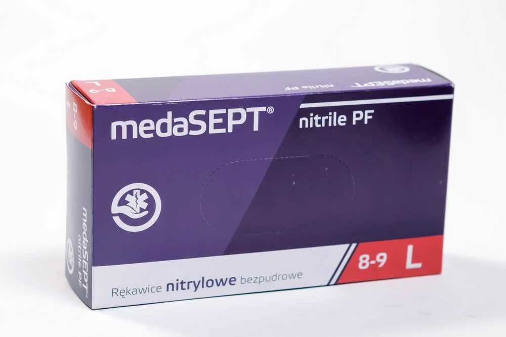 Blue Mėlyna Vienkartinės nitrilinės pirštinės BERRY Mėlyna, L dydis, mėlynos sp., be pudros, 100 vnt.