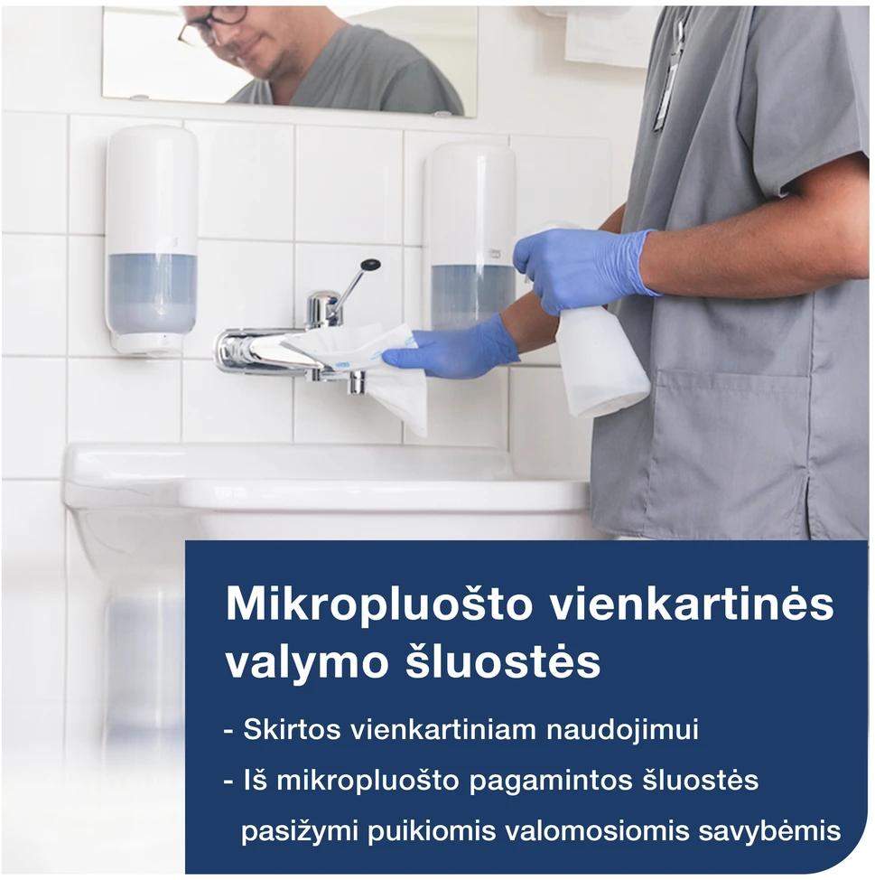Vienkartinės valymo šluostės iš mikropluošto Tork (183700), 60 g/m2, 40 vnt