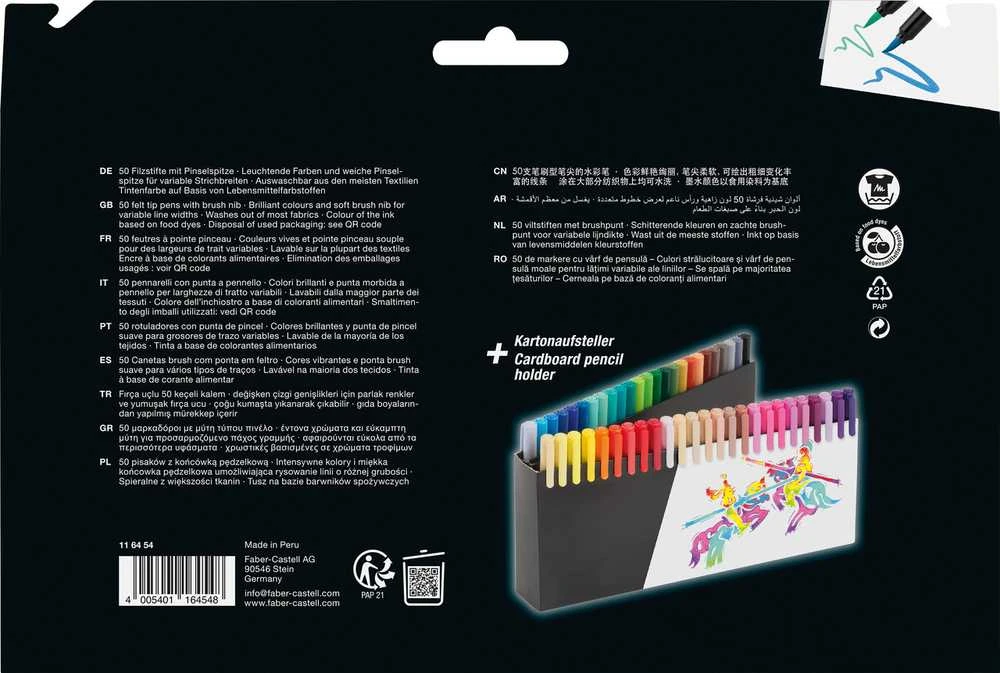 Flomasteriai Faber-Castell Juodas Edition, 50 spalvų