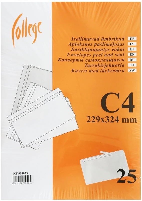 College Vokai C4 balti 90g., su nuplėšiama juostele 229x324 mm x 25vnt