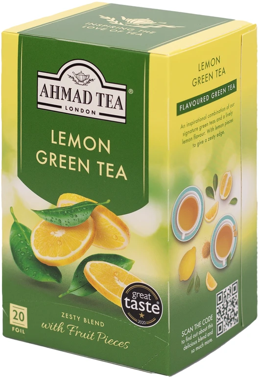 Žalioji vaisinė arbata Ahmad Lemon Vitality, 20x2g
