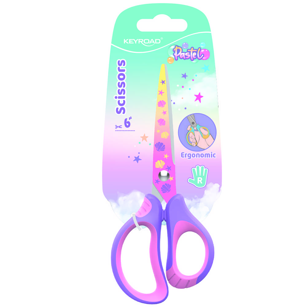 Žirklės Keyroad 15.5cm, pastelinių spalvų, ergonomiškos