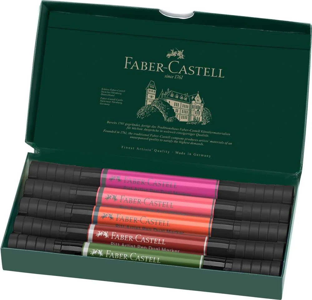 Žymekliai Faber-Castell Pitt Artist Pen, Flowers dvipusiai, 5 spalvų