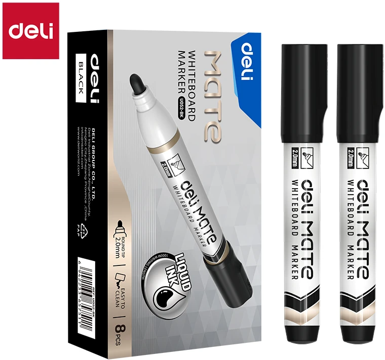 Žymeklis baltai lenta Deli Mate EU05,1,8 mm apvalus galiukas, juodos spalvos