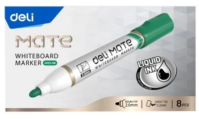 Žymeklis baltai lentai Deli Mate EU052, apvalus galiukas 1,8 mm, žalios spalvos