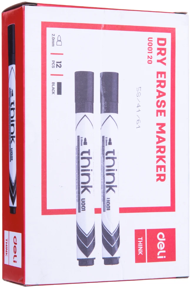 Žymeklis baltai lentai Deli U00120 juodas, apvalus galiukas 2,0 mm