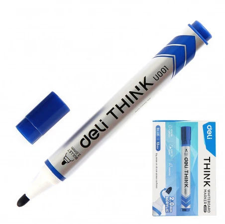 Žymeklis baltai lentai Deli U00130, mėlynas, apvalus galiukas 2 mm