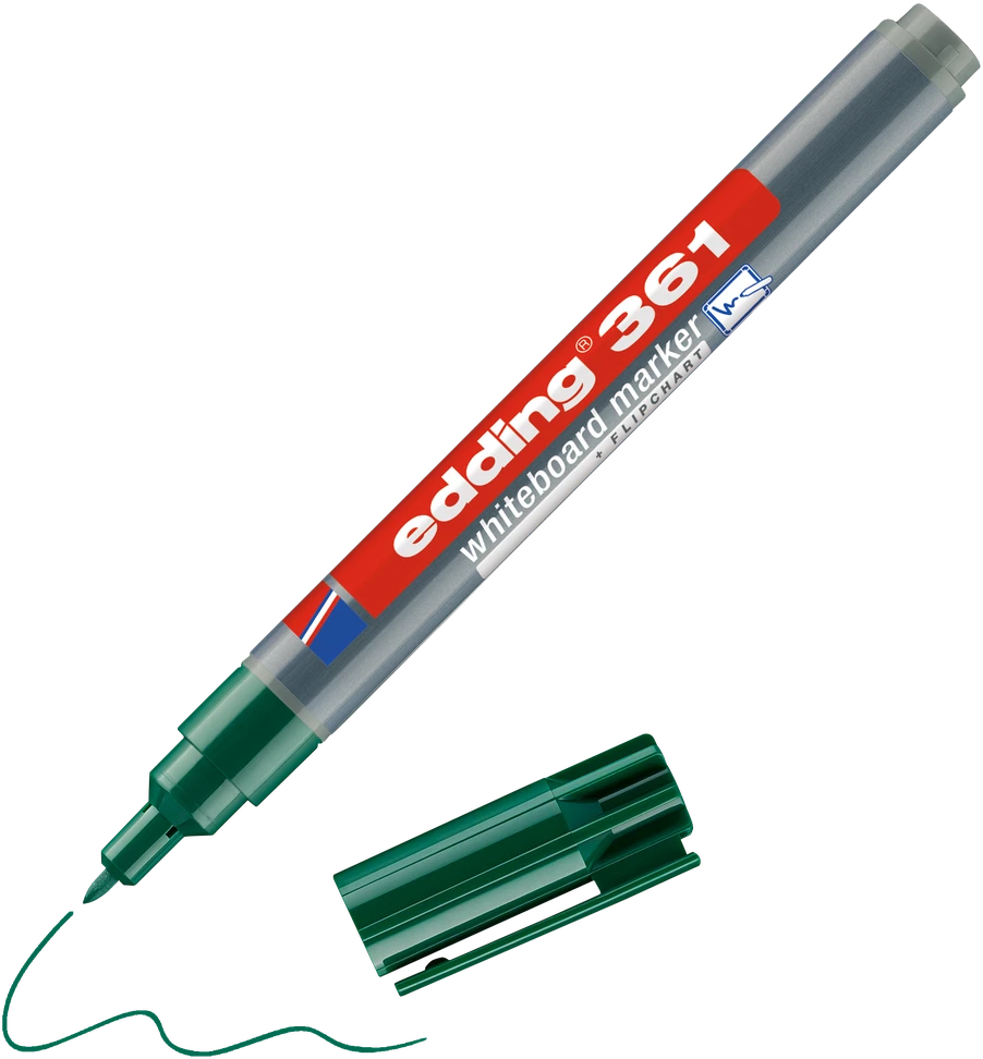 Žymeklis baltai lentai Edding 361, apvaliu galiuku, 1mm, žalios spalvos