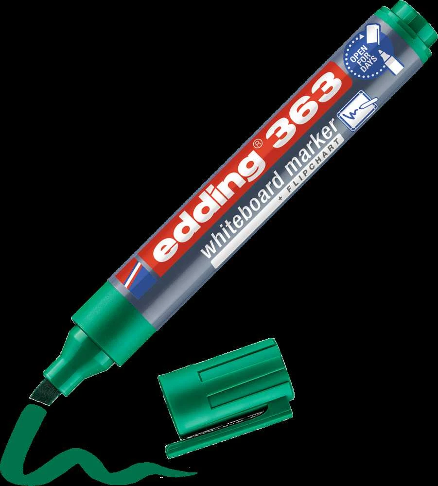 Žymeklis baltai lentai Edding 363, kirstu galiuku, 1-5mm, žalios spalvos