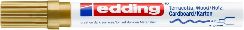 *Žymeklis Edding 4040 lako pagrindu, apvaliu galiuku, 1-2mm, skirtas dekoravimui, matinės auksinės spalvos