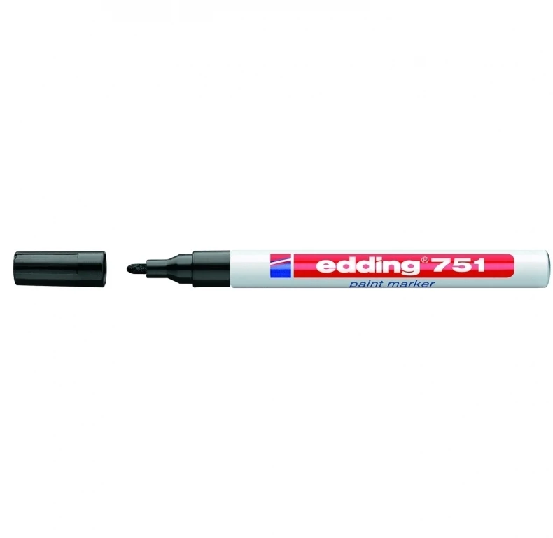 Žymeklis Edding 751 lako pagrindu, apvaliu galiuku, 1-2mm, geltonos spalvos