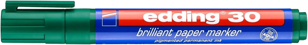 Žymeklis popieriui Edding 30 brilliant, apvaliu galiuku, 1.5-3mm, žalios spalvos
