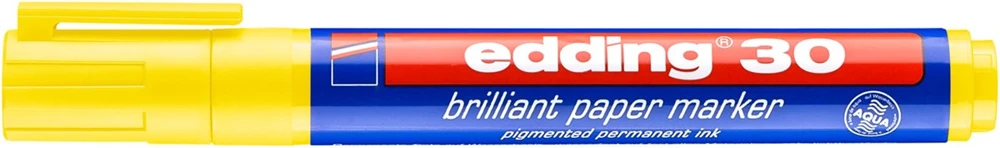 Žymeklis popieriui Edding 30 brilliant, apvaliu galiuku, 1.5-3mm, geltonos spalvos