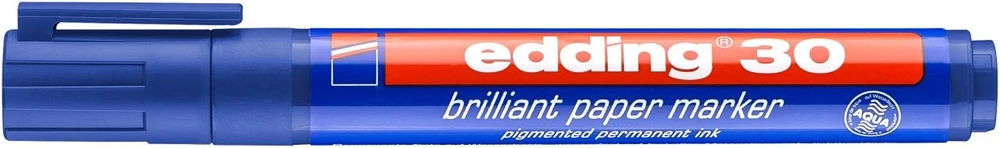 Žymeklis popieriui Edding 30 brilliant, apvaliu galiuku, 1.5-3mm, mėlynos spalvos