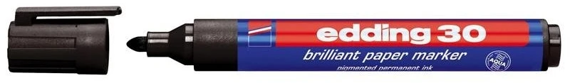Žymeklis popieriui Edding 30 brilliant, apvaliu galiuku, 1.5-3mm, juodos spalvos