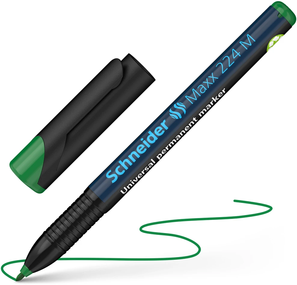 Schneder Žymeklis permanentinis Schneider Maxx 224 M, 1.0 mm, OHP, apvali galvutė, žalias 1213-037