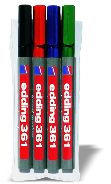 Žymeklių baltai lentai rinkinys Edding E-361, 1 mm, 4 spalvos