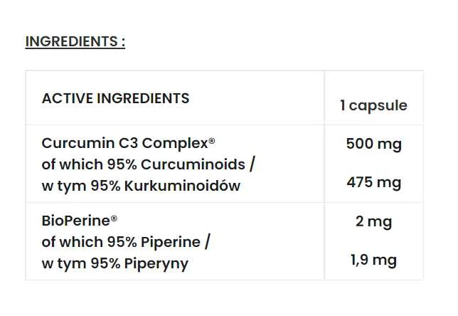 7 Nutrition Curcumin C3 complex 500 mg 60 kaps.
