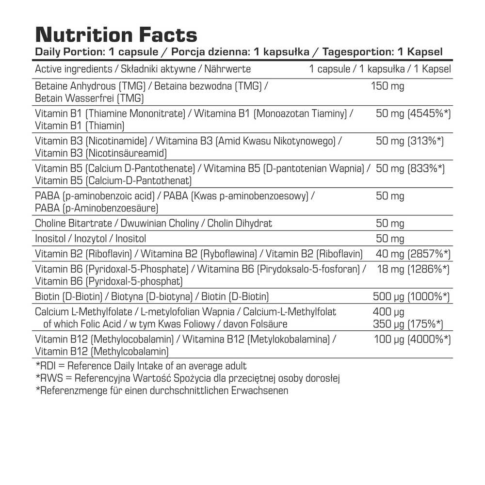 7 Nutrition Vitamin B Complex B50 Methyl 60 kaps.